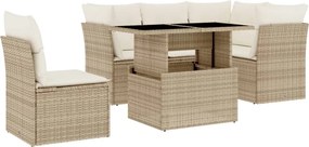 vidaXL 6 részes bézs polyrattan kerti ülőgarnitúra párnával