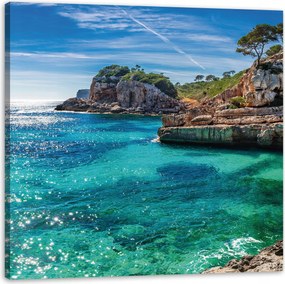 Vászonkép Tájkép Sziklák Víz Fák Nap 60X60 cm