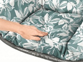 Szürke függőszék KOKON állvány nélkül, zöld-fehér párna