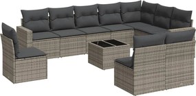 vidaXL 11 részes szürke polyrattan kerti ülőgarnitúra párnákkal