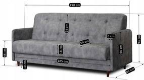 Zestaw 2x Sofa TIVOLI Szara Welurowa