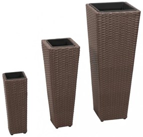 3 db barna polyrattan kerti magaságyás