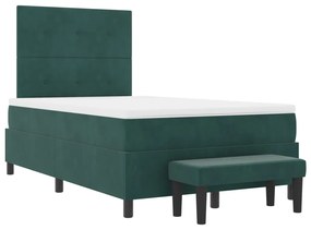 Boxspring Ágy matraccal és paddal Sötét Zöld 120x200 cm Bársony