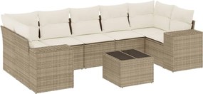 vidaXL 8 részes bézs polyrattan kerti ülőgarnitúra párnával