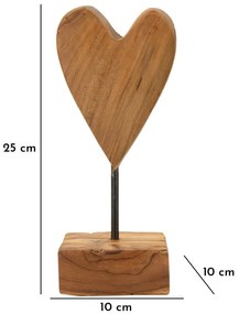 Szívszobor teak 10x10x25cm