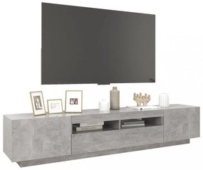 betonszürke TV-szekrény LED-lámpákkal 200 x 35 x 40 cm