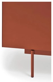 Téglavörös-natúr színű magas komód tölgyfa dekorral 100x120 cm Otto – Teulat
