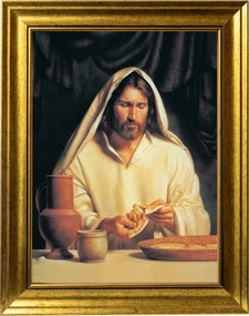 Jézus Az Utolsó Vacsora Vászonkép Arany Keretben 30X40