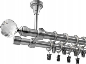 Függönykarnis Mennyezeti Fém 19+19 mm dupla Ezüst Nikkel 160 cm MIX Végek