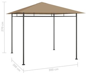 Tópszínű pavilon 3 x 3 x 2,7 m 180 g/m²