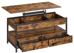 NYRO emelhető tetejű dohányzóasztal, barna/fekete