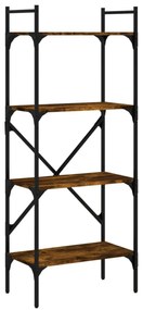 4 szintes füstös tölgy színű fa könyvespolc 56x31,5x138,5 cm