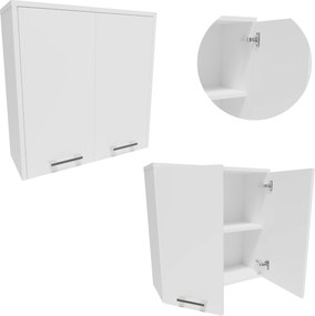 Fürdőszoba szekrény FW60BIA fehér 60cm akasztós nagy könyvespolc tágas ajtó polc