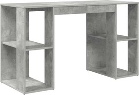 vidaXL Asztal polcokkal Beton Szürke 130 x 50.5 x 75 cm Faanyag