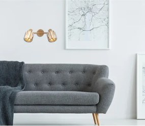 Globo 80040246 Fali spotlámpa, fém fa megjelenésű, füstszínű K5 kristályok, HxSzxM: 330x90x150mm, 2x E14 40W 230V izzók nélkül