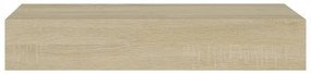 2 db tölgyszínű MDF falra szerelhető fiókos polc 60x23,5x10 cm