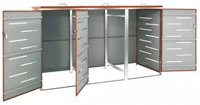 acél tároló három gurítható szemeteskukához 207x77,5x112,5 cm
