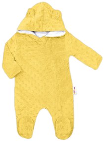 Baby Nellys Minka kezeslábas/overál kapucnival és fülekkel - sárga 56 (1-2 m)