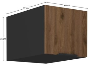 Felső konyhaszekrény Monzesa 40 NAGU 36 1F (okapi dió + fekete) . 1096963