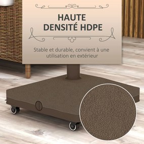 Outsunny Négyzet alakú Napernyő Alap Súlyállvány 4 Kerek 45L x 45W x 39H cm HDPE Barna | Aosom