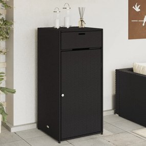 fekete polyrattan kerti tárolószekrény 55 x 55 x 111 cm