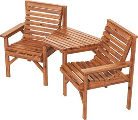 Outsunny 3 részes perzselt fenyő bistro garnitúra — léces kialakítás, napernyő-nyílás, erkélyi kültéri ülés | Aosom