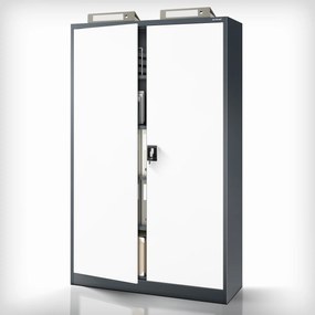 Fém iratszekrény JAN II, 1150 x 185 x 400 mm, antracit-fehér