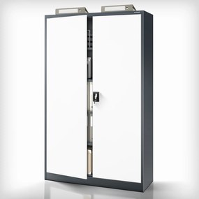 Fém iratszekrény JAN II, 1150 x 1850 x 400 mm, antracit-fehér