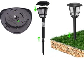 Aigostar - 12 db-os napelemes LED lámpa szett, LED/0,06W/2V, 33,8 cm, 6500K, IP44, fekete