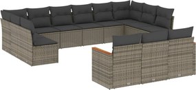 vidaXL 13 részes szürke polyrattan kerti ülőgarnitúra párnákkal