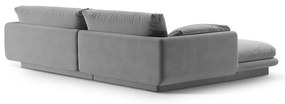 Világosszürke bársony sarokkanapé (jobb oldali-heverő résszel) Torino – Micadoni
