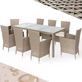Deuba Berlin 1+8 kerti rattan garnitúra - bézs/krémszínű