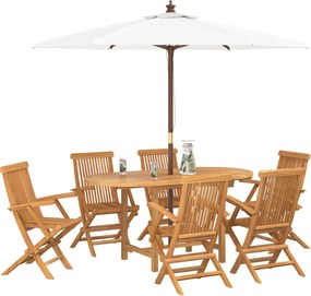 vidaXL Kert étkező szett 7 pcs Barna Tömör Teakfa