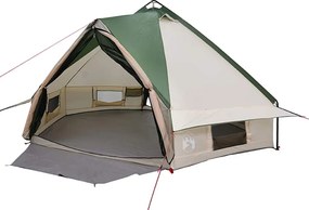 vidaXL Teepee sátor 6 fő részére Zöld és Fehér 490 x 410 x 210 cm