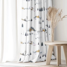 Goldea karácsonyi dekoratív drapéria - téli táj 280x150 cm
