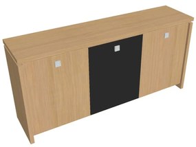 Verno alacsony szekrény 188 x 46 x 90 cm, kombinált ajtó, világos tölgy / fekete