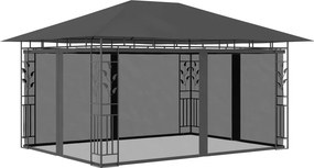vidaXL antracitszürke pavilon szúnyoghálóval 4 x 3 x 2,73 m 180 g/m²