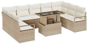 vidaXL Kerti Kanapé Szett párnával 10 pcs Beige és krém polirattan