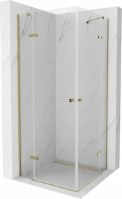 Mexen Roma Duo  Zuhanykabin Nyiló ajtóval   80 x 80 cm,  átlátszó üveg,  arany  - 854-080-080-50-00-0 DUO zuhanykabin