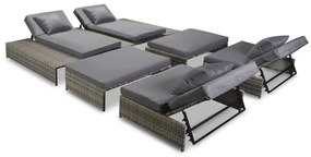 15 részes szürke kültéri polyrattan pihenőszett