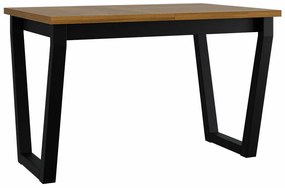 Asztal Victorville 301Grandson tölgy, Fekete, 75x80x140cm, Hosszabbíthatóság, Laminált forgácslap, Fém