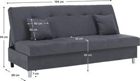 Kihúzható kanapé, szürke, ALADA
