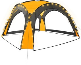 vidaXL sárga rendezvénysátor LED-del és 4 oldalfallal 3,6x3,6x2,3 m