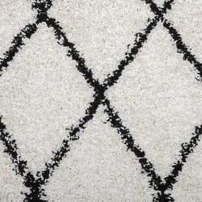 PAMPLONA krém-fekete magas szálú bolyhos modern szőnyeg Ø120 cm