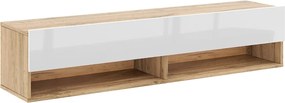 TV szekrény 140 cm 1 ajtós Wotan tölgy / fehér magasfény színkombinációban – DERBY
