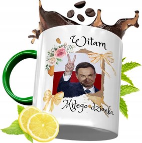 Zöld Bögre Andrzej Duda Elnök Ajándék Nyomtatott Fotóval