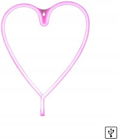 Led fali lámpa rózsaszín szív Usb kábel kapcsoló dekoratív