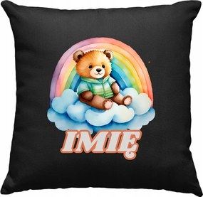 Gyerek párna maci a szivárvány alatt +Név fekete