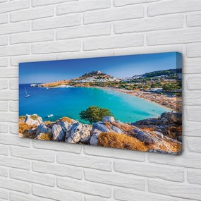 Canvas képek Görögország Coast tengerpart panoráma 125x50 cm