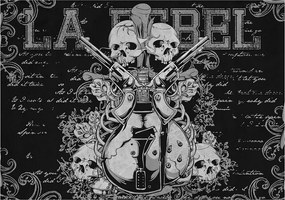 Fotótapéta Rebel Rock Rózsa Koponyák vinil 368x280 +ragasztó